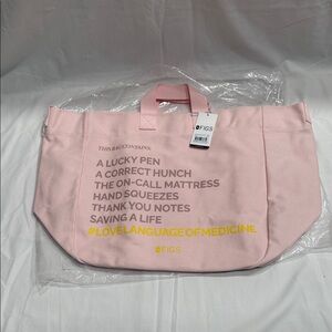 Figs Pink and Yellow Text Tote Bag